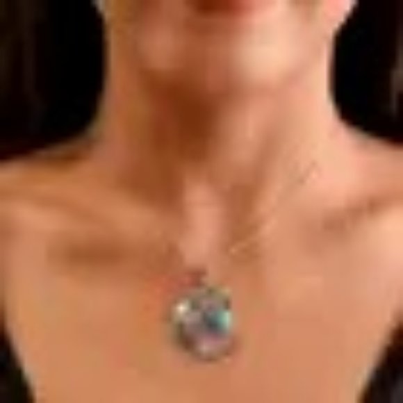 Genuine Blue Ridge Turquoise Crescent Moon SS Pendant on SS Chain Necklace NWT - Picture 4 of 12